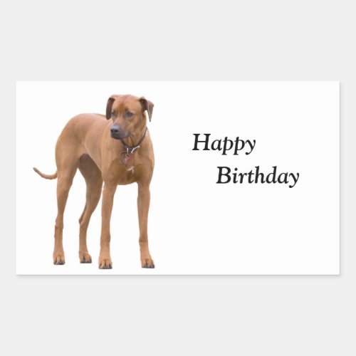 Rhodesian Ridgeback dog photo happy birthday Rectangular Sticker