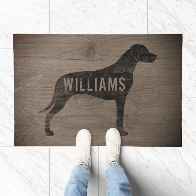 Rhodesian Ridgeback Dog Silhouette Rustic Custom Doormat (Indoor)