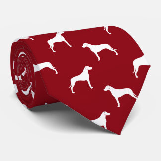 Rhodesian Ridgeback Dog Silhouettes Pattern Red Neck Tie