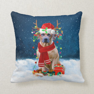 Rhodesian Ridgeback dog with Christmas gifts Throw Pillow