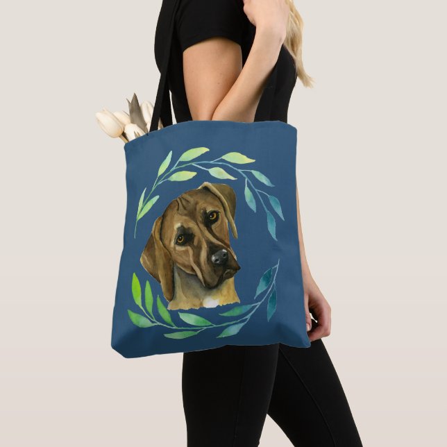 Rhodesian Ridgeback Dog with Wreath Tote Bag (Close Up)