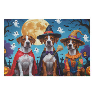 Rhodesian Ridgeback Dogs Pumpkin Halloween Funny Faux Canvas Print