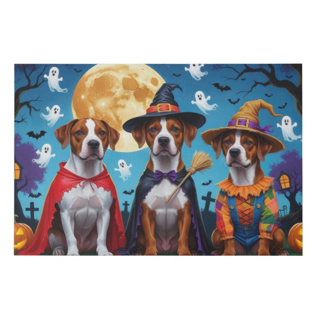 Rhodesian Ridgeback Dogs Pumpkin Halloween Funny  Faux Canvas Print (Front)