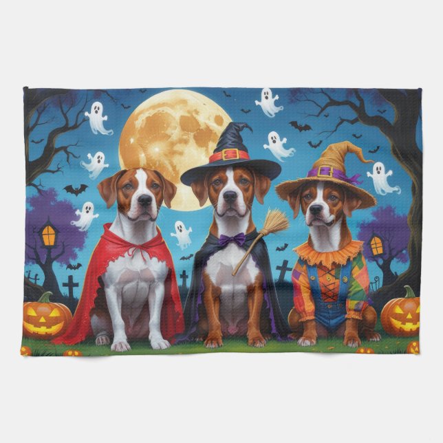 Rhodesian Ridgeback Dogs Pumpkin Halloween Funny  Kitchen Towel (Horizontal)