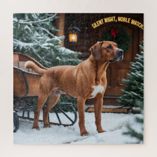 Rhodesian Ridgeback Festive Holiday Christmas Jigsaw Puzzle