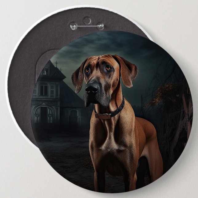 Rhodesian Ridgeback Halloween Scary  Button (Front & Back)