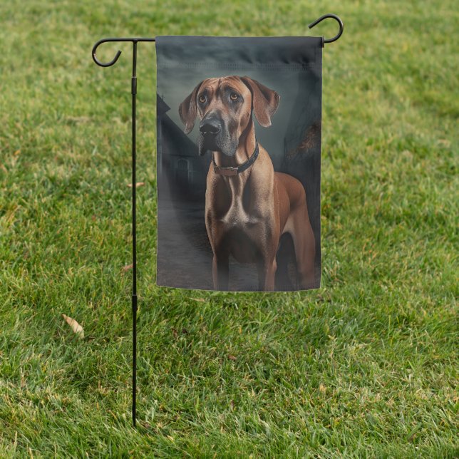 Rhodesian Ridgeback Halloween Scary  Garden Flag (In SItu)