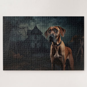 Rhodesian Ridgeback Halloween Scary Jigsaw Puzzle