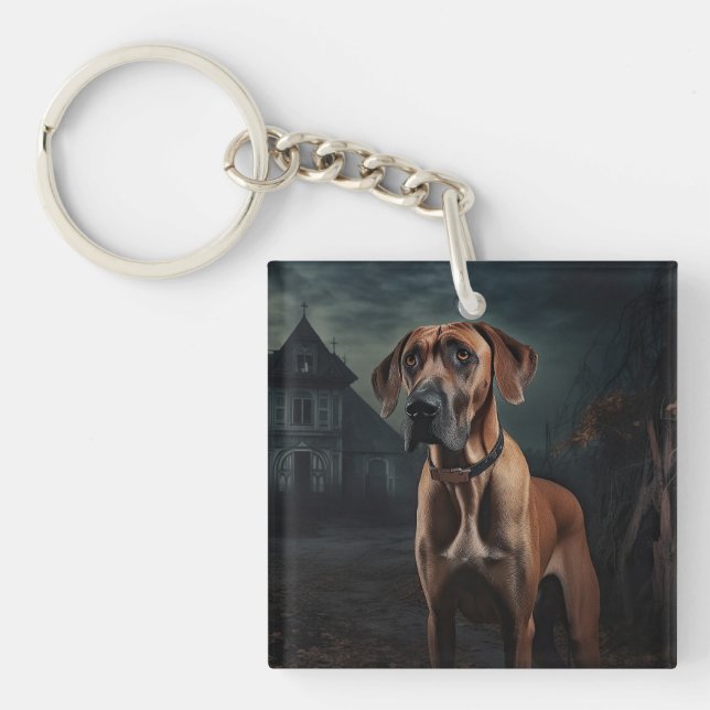 Rhodesian Ridgeback Halloween Scary  Keychain (Front)