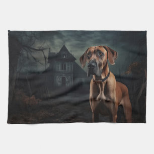 Rhodesian Ridgeback Halloween Scary Kitchen Towel