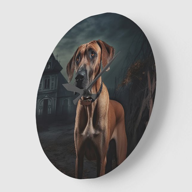 Rhodesian Ridgeback Halloween Scary  Large Clock (Angle)