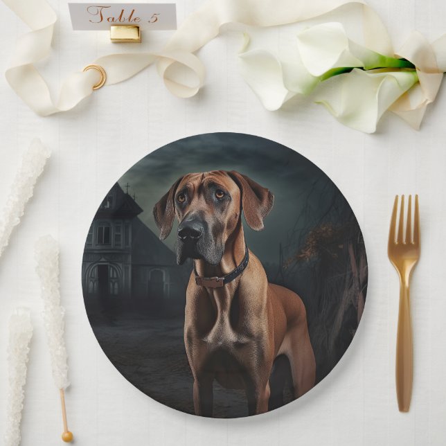 Rhodesian Ridgeback Halloween Scary  Paper Plates (Wedding)