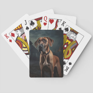 Rhodesian Ridgeback Halloween Scary Poker Cards