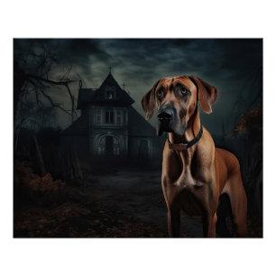Rhodesian Ridgeback Halloween Scary Poster