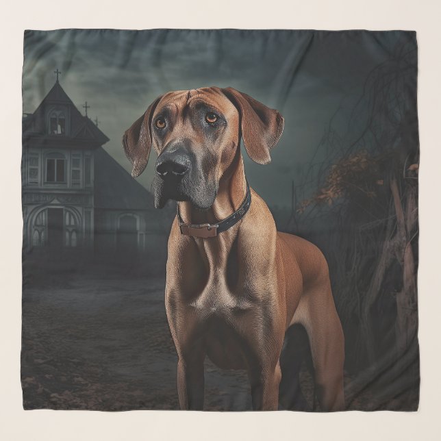 Rhodesian Ridgeback Halloween Scary  Scarf (Front)