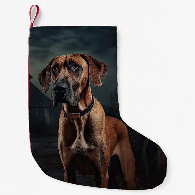 Rhodesian Ridgeback Halloween Scary  Small Christmas Stocking (Front)
