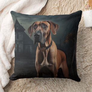 Rhodesian Ridgeback Halloween Scary  Throw Pillow