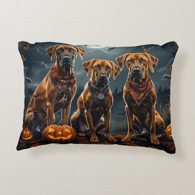 Rhodesian Ridgeback Halloween Spooky  Accent Pillow (Back)