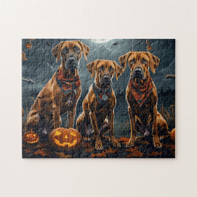 Rhodesian Ridgeback Halloween Spooky  Jigsaw Puzzle (Horizontal)