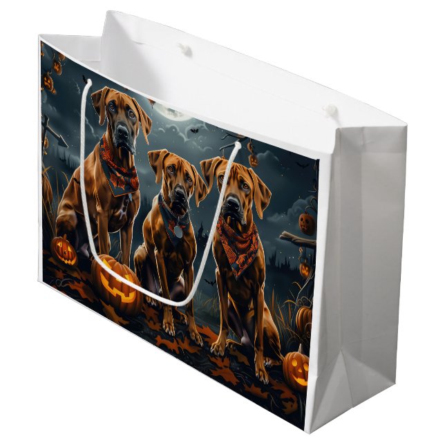 Rhodesian Ridgeback Halloween Spooky  Large Gift Bag (Front Angled)