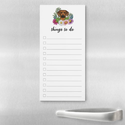 Rhodesian Ridgeback Head And Flowers To_Do List Magnetic Notepad