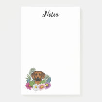 Rhodesian Ridgeback Head Colorful Flowers And Text Post-it Notes
