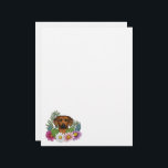 Rhodesian Ridgeback Head Colorful Summer Flowers Letterhead<br><div class="desc">Destei's original cartoon illustration of a cute Rhodesian Ridgeback breed dog's head close-up surrounded by colorful summer wildflowers. There is a blush pink flower,  a purple flower,  a dark pink flower and a white daisy flower together with some green leaves and branches.</div>