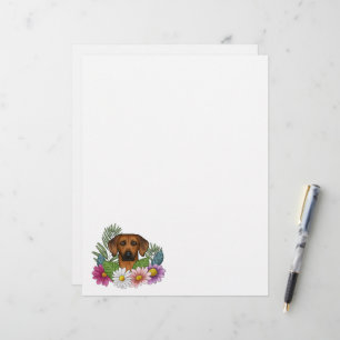 Rhodesian Ridgeback Head Colorful Summer Flowers Letterhead