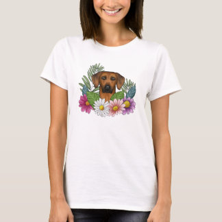Rhodesian Ridgeback Head Colorful Summer Flowers T-Shirt