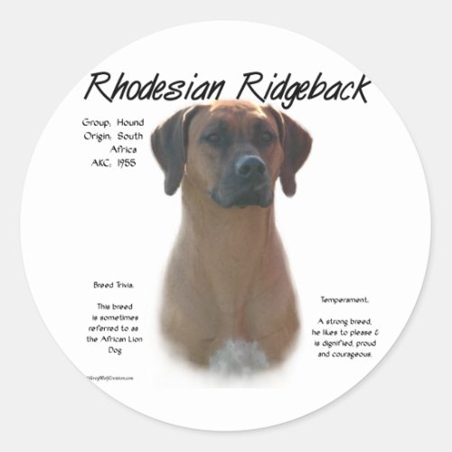Rhodesian Ridgeback History Design Classic Round Sticker