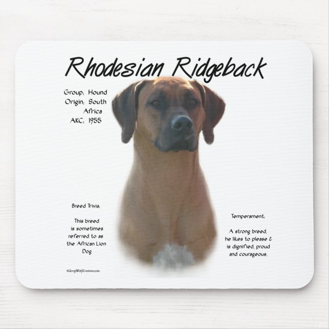 Rhodesian Ridgeback History Design Mouse Pad (Front)