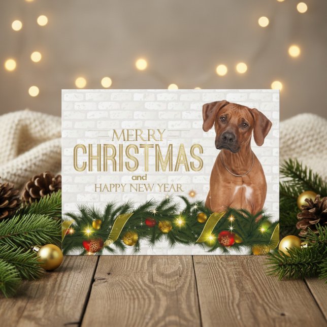 Rhodesian Ridgeback  Holiday Postcard (Rhodesian Ridgeback Merry Christmas Happy New Year Holiday Postcard)