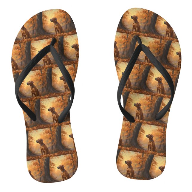 Rhodesian Ridgeback  in Autumn Leaves Fall Inspire Flip Flops (Footbed)