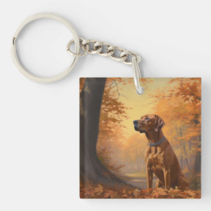 Rhodesian Ridgeback  in Autumn Leaves Fall Inspire Keychain