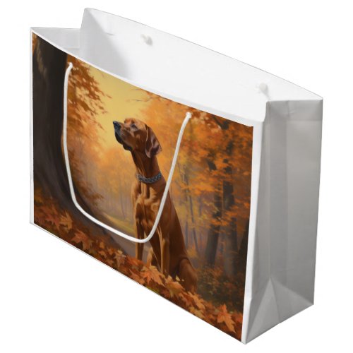 Rhodesian Ridgeback  in Autumn Leaves Fall Inspire Large Gift Bag