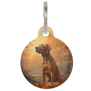 Rhodesian Ridgeback  in Autumn Leaves Fall Inspire Pet ID Tag