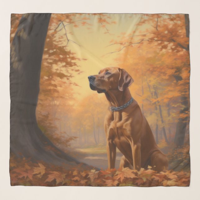 Rhodesian Ridgeback  in Autumn Leaves Fall Inspire Scarf (Front)