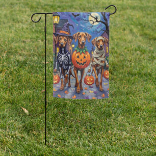 Rhodesian Ridgeback in Halloween Costumes Garden Flag