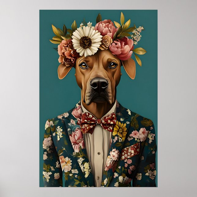 Rhodesian Ridgeback In Suit Poster, Rhodesian Poster (Front)