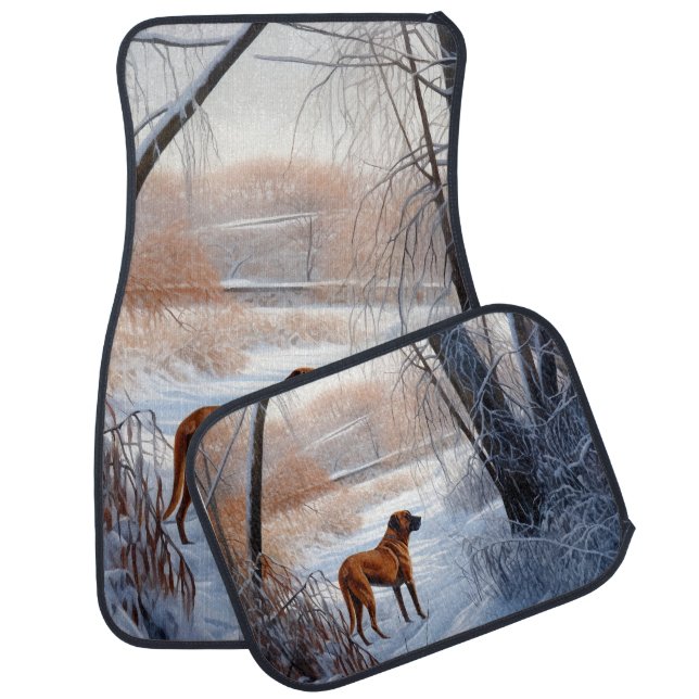 Rhodesian Ridgeback Let It Snow Christmas  Car Floor Mat (Set)