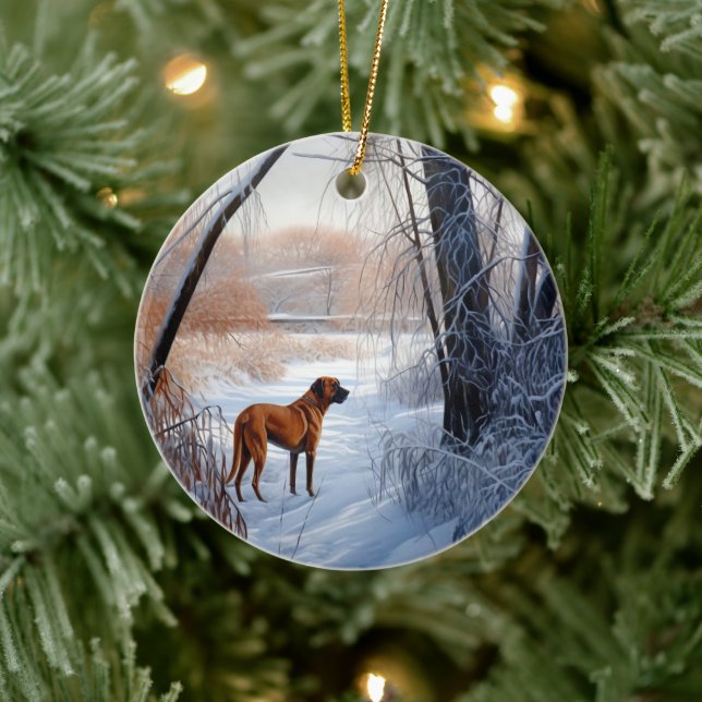 Rhodesian Ridgeback Let It Snow Christmas  Ceramic Ornament (Tree)