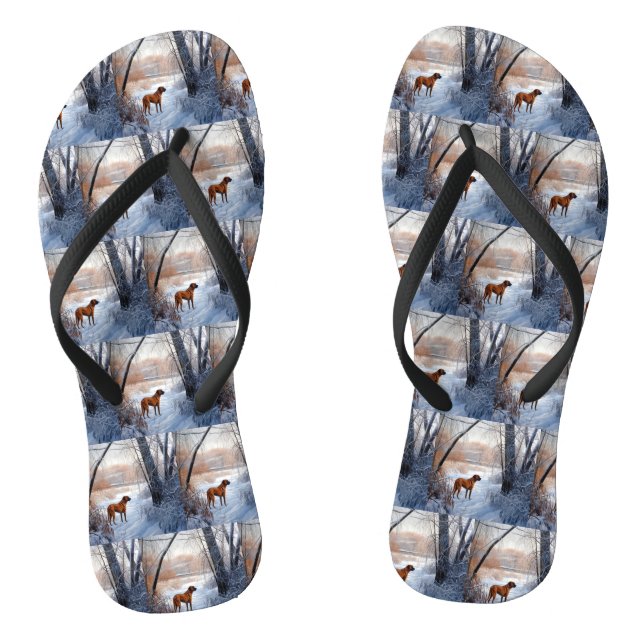 Rhodesian Ridgeback Let It Snow Christmas  Flip Flops (Footbed)