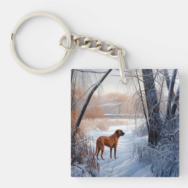 Rhodesian Ridgeback Let It Snow Christmas  Keychain (Front)