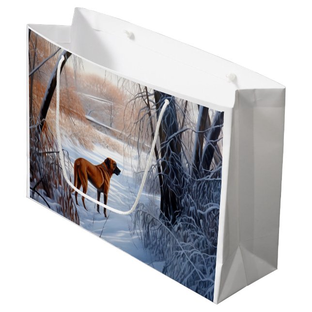 Rhodesian Ridgeback Let It Snow Christmas  Large Gift Bag (Front Angled)