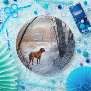 Rhodesian Ridgeback Let It Snow Christmas  Paper Plates