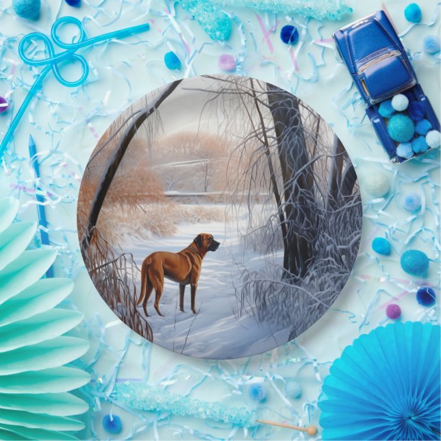Rhodesian Ridgeback Let It Snow Christmas  Paper Plates (Party)