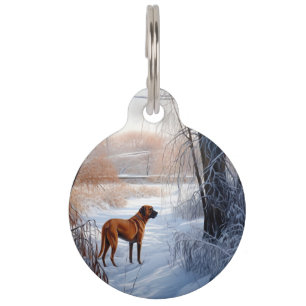 Rhodesian Ridgeback Let It Snow Christmas Pet ID Tag