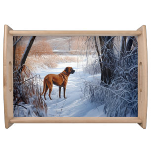 Rhodesian Ridgeback Let It Snow Christmas Serving Tray