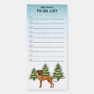 Rhodesian Ridgeback Lion Dog Snowy Winter Forest Magnetic Notepad