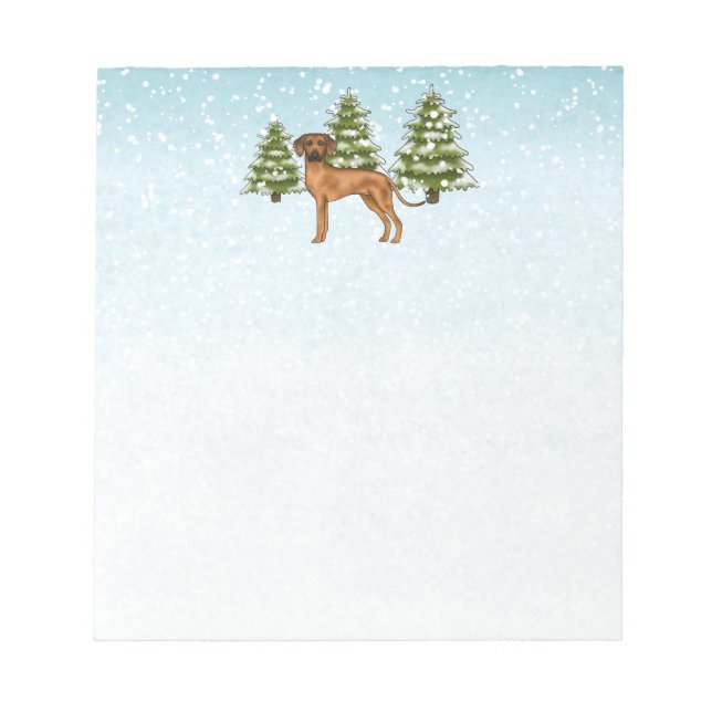 Rhodesian Ridgeback Lion Dog Snowy Winter Forest Notepad (Front)